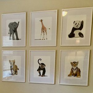 6 Canvas Zoo Animal Nursery Prints 11x14 -Great Quality Canvas!
